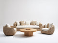 Sofás de exterior - ratán y madera - sofá 220 x 90 x 78 cm - natural-blanco crema - conjunto de jardín de 4 piezas