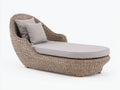 Tumbonas de ratán 185x90x88 cm - marrón claro y gris claro - diseño envolvente con asiento acolchado