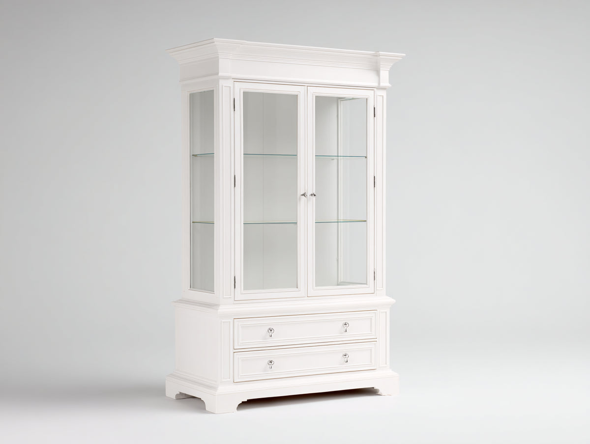 Vitrinas de madera y vidrio 105x45x190 cm - blanco - diseño clásico con 2 puertas y 2 cajones