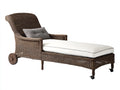 Tumbonas de exterior de ratán sintético con ruedas y respaldo elevado 220x80x85 cm - Marrón-Blanco - Diseño clásico para jardín