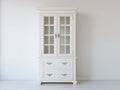 Vitrinas de madera y vidrio 100x44x192 cm - blanco - diseño clásico con 2 puertas y 2 cajones