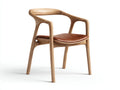 Sillas de comedor - madera y cuero sintético - 58 x 55 x 78 cm - marrón-natural - diseño moderno con reposabrazos