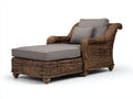 Tumbonas - ratán y madera - 165 x 85 x 90 cm - marrón-gris - diseño amplio con reposabrazos para exterior