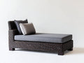 Tumbonas - ratán y madera - 185 x 80 x 82 cm - marrón oscuro-gris - diseño recto y amplio para exterior