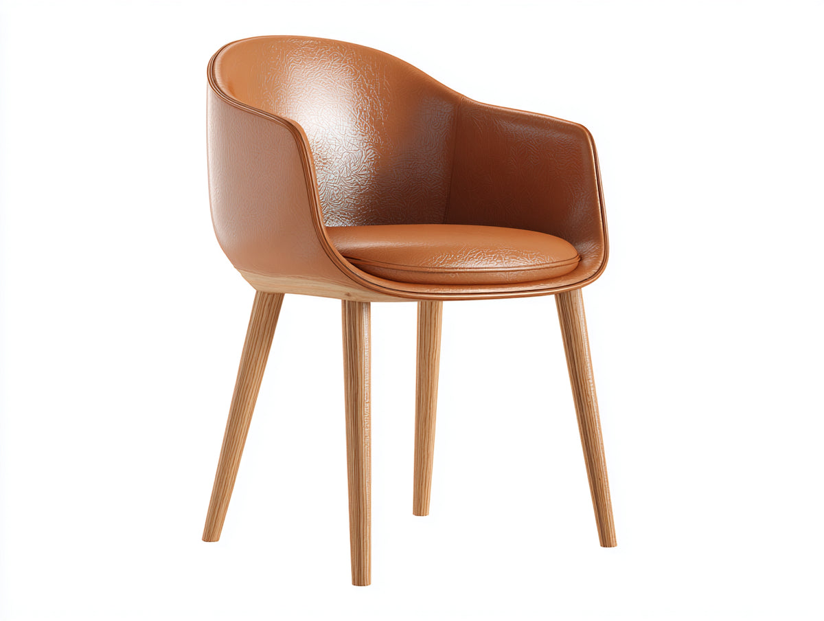 Sillas de comedor - cuero sintético y madera - 58 x 56 x 80 cm - marrón-natural - diseño moderno con reposabrazos