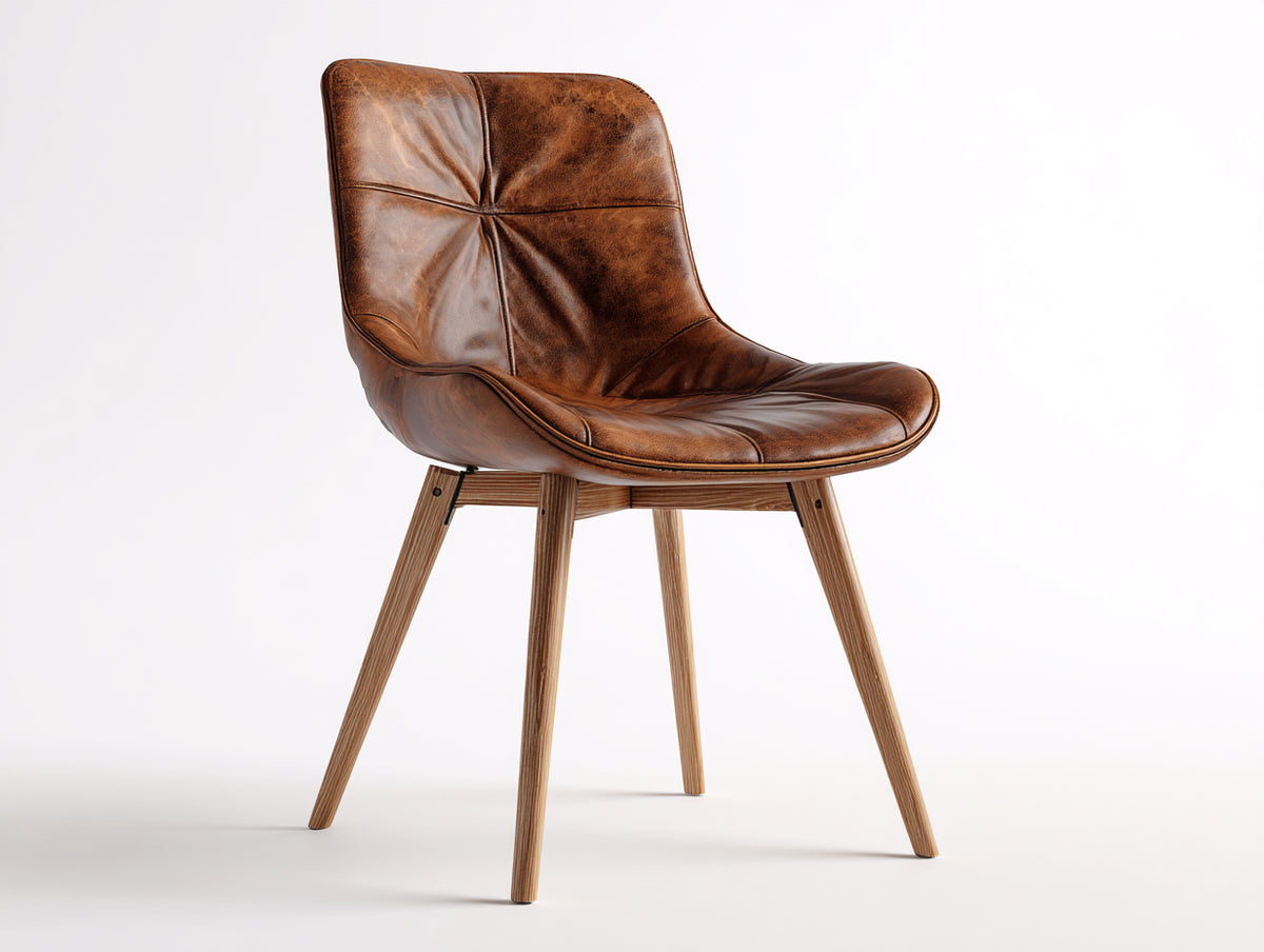 Sillas de comedor tapizada efecto cuero 55x60x85 cm - marrón - estructura de madera estilo moderno