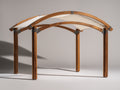 Pérgola de jardín - madera y tejido - 300 x 300 x 250 cm - marrón-blanco crema - diseño arqueado para exterior