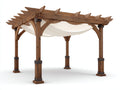 Pérgola de jardín - madera y tejido - 350 x 300 x 250 cm - marrón-blanco crema - diseño tradicional con cubierta textil