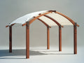 Pérgola de jardín de madera con cubierta de tela 400x300x250 cm - Marrón-Blanco - Diseño clásico para exterior