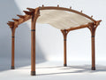 Pérgola de jardín de madera con cubierta de tela 400x300x250 cm - Marrón-Blanco - Diseño clásico para exterior
