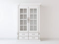 Vitrinas de madera con puertas de cristal y cajones 120x40x200 cm - Blanco - Estilo clásico moderno