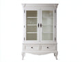 Vitrinas de madera y vidrio 110x45x190 cm - blanco - 2 puertas y 2 cajones estilo clásico