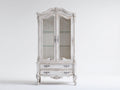Vitrinas de madera y vidrio 105x45x195 cm - blanco envejecido - 2 puertas y 2 cajones de estilo clásico