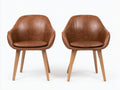 Sillas de comedor tapizadas efecto cuero 60x58x82 cm - marrón - diseño envolvente con estructura de madera