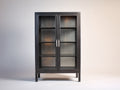 Vitrinas de metal y vidrio 90x40x150 cm - negro - 2 puertas y estilo industrial
