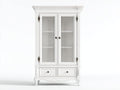 Vitrinas de madera con puertas de cristal y cajones 100x40x190 cm - Blanco - Estilo clásico moderno