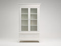 Vitrinas de madera y vidrio 105x45x190 cm - blanco - 2 puertas y 1 cajón estilo clásico
