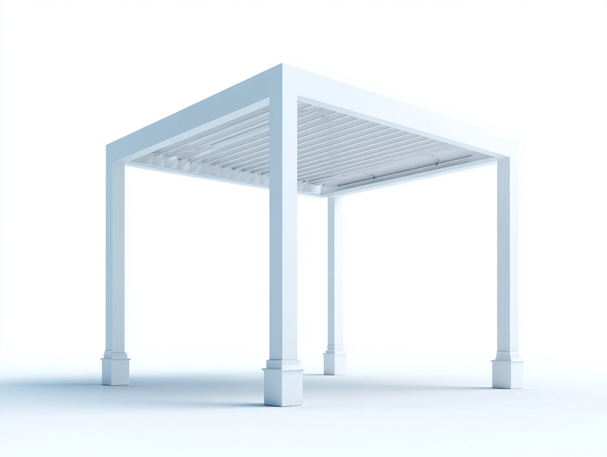 Pérgola de jardín de aluminio 300x300x250 cm - blanco - techo de lamas y diseño moderno