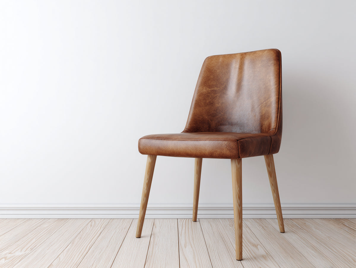 Sillas de comedor tapizada efecto cuero 52x58x84 cm - marrón - estructura de madera estilo moderno